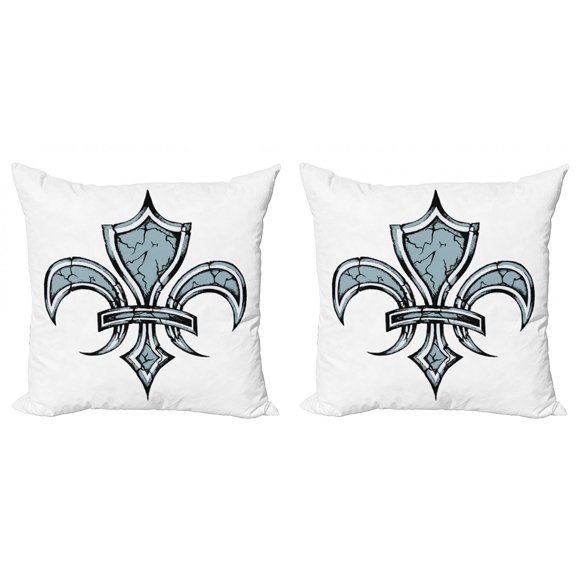 Ambesonne Retro Throw Pillow Cover 2 Pack, Grunge Renaissance, 20", Blue White Black