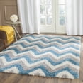 thumbnail image 2 of SAFAVIEH Willis Zigzag Stripes Kids Shag Area Rug, Ivory/Blue, 4' x 4' Square, 2 of 5