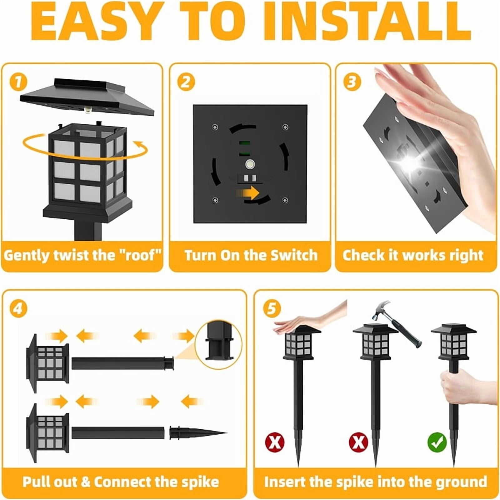 12 Pack LED Solar Outdoor Lights - Automatic Sidewalk Lights for Garden, Landscape, Path, Patio, Deck, Driveway（multi-colored）