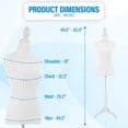 thumbnail image 6 of FDW Adjustable Female Dress Form Sewing Mannequin, 50-63" Waist, White, Wooden Tripod Stand, 6 of 7