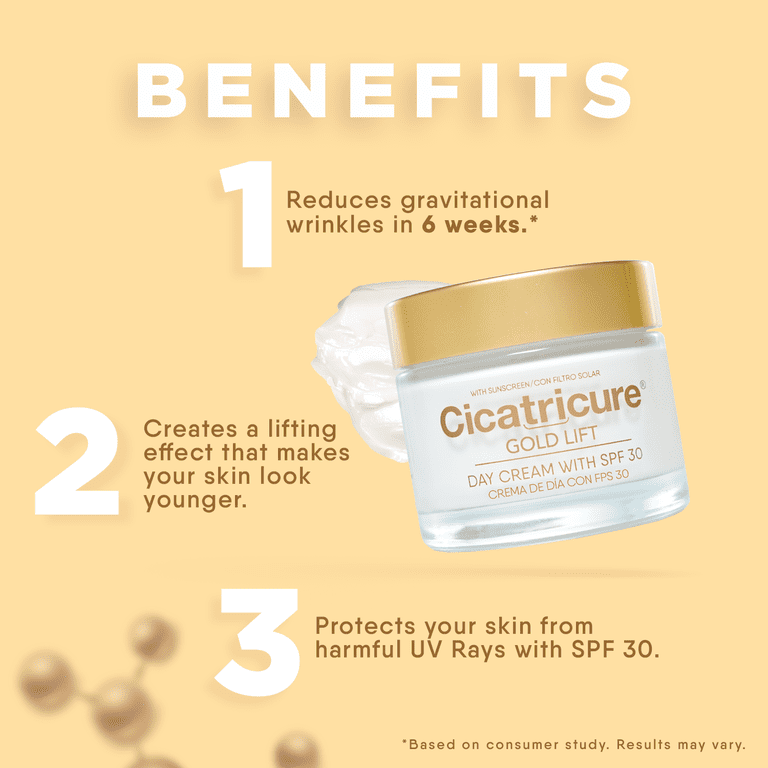 Cicatricure Gold Lift Day Cream SPF 30, Improves Hydration and