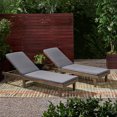 thumbnail image 2 of Teresa Outdoor Modern Acacia Wood Chaise Lounge, Set of 2, Gray and Dark Gray, 2 of 6