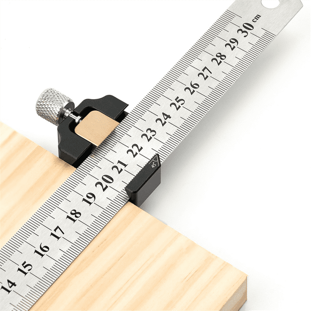 Steel Ruler Positioning Block Gauge 45degree Angle Line Marking Gauge Scriber Locator DIY Carpentry Scriber Tools