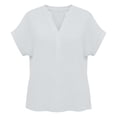 thumbnail image 4 of Miluxas Women's V-Neck Cotton Linen Shirt Top Summer Casual Cap Sleeve Loose Fit Blouse Solid Comfy Business Tunic Blouse White, 4 of 6
