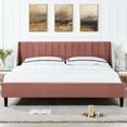 thumbnail image 3 of Aspen Vertical Tufted Headboard Platform Bed Set King Ash Rose Velvet, 3 of 20