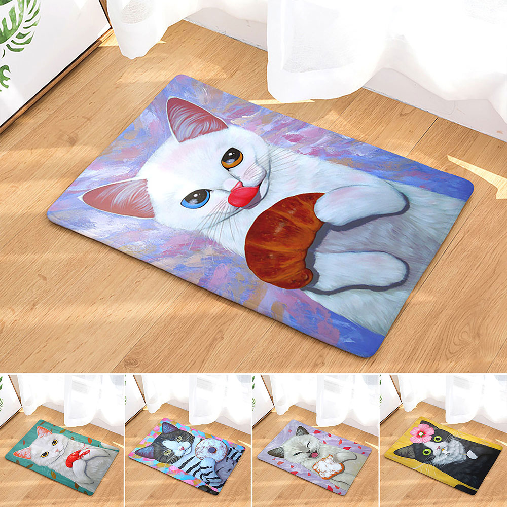 Cartoon Cats Pattern Door Mat Outdoor Natural Coir Doormat Non Slip