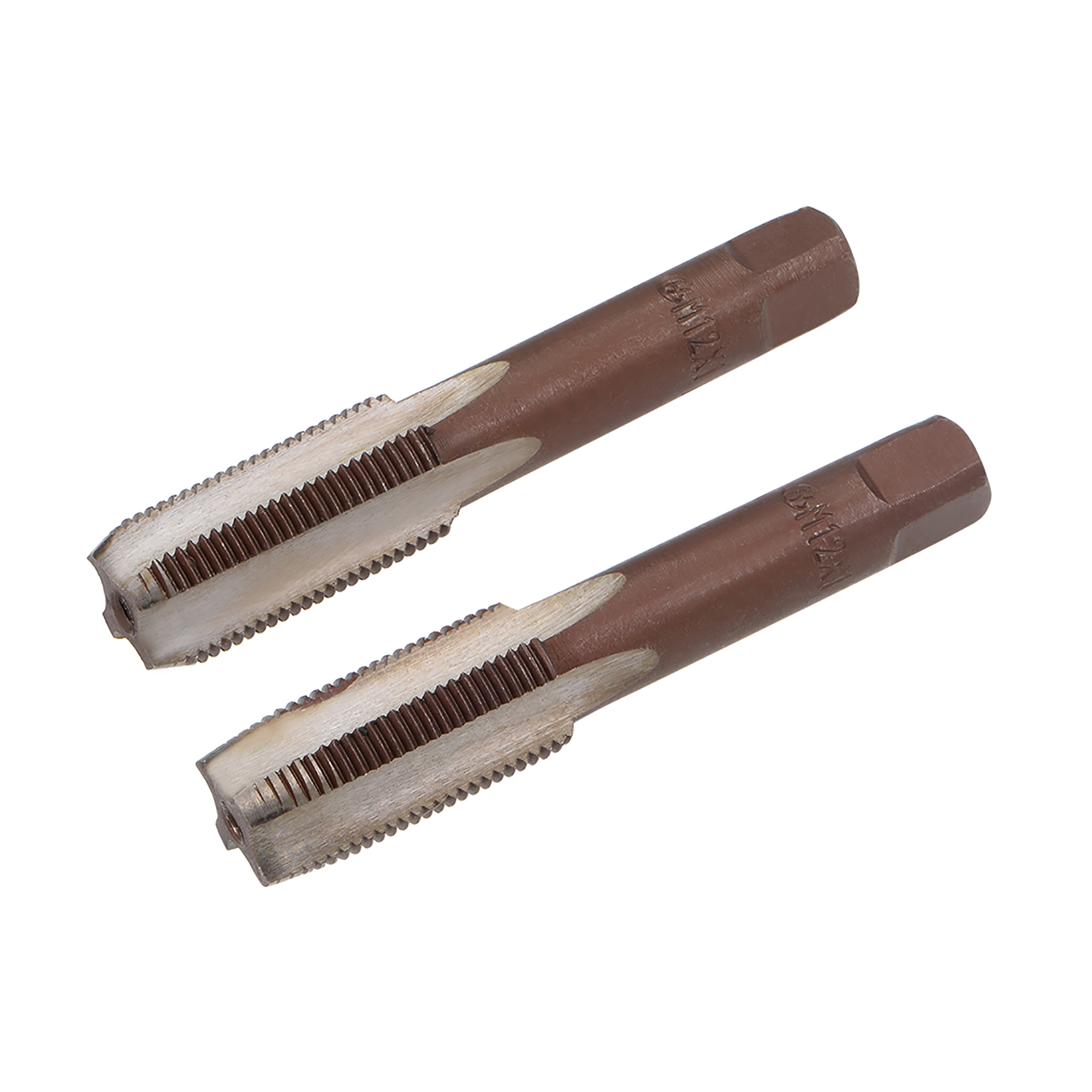 Metric Hand Tap M12 Thread 1 Pitch 4 Straight Flute H2 Alloy Tool Steel 1 Pair