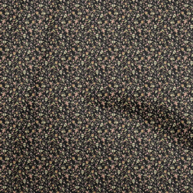 oneOone Polyester Spandex Black Fabric Asian Japanese Floral Sewing Craft Projects Fabric Prints By Yard 56 Inch Wide