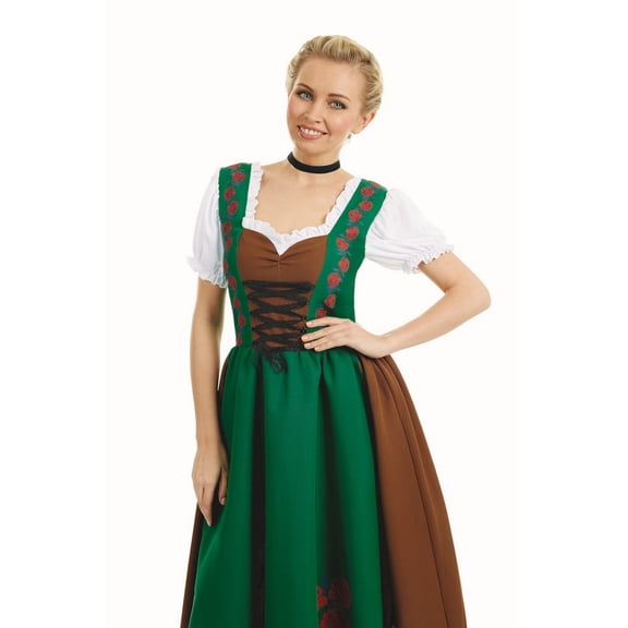 Fun Shack Womens Bavarian Beer Girl Costume Ladies Lederhosen Dirndl Fancy Dress Halloween Green M