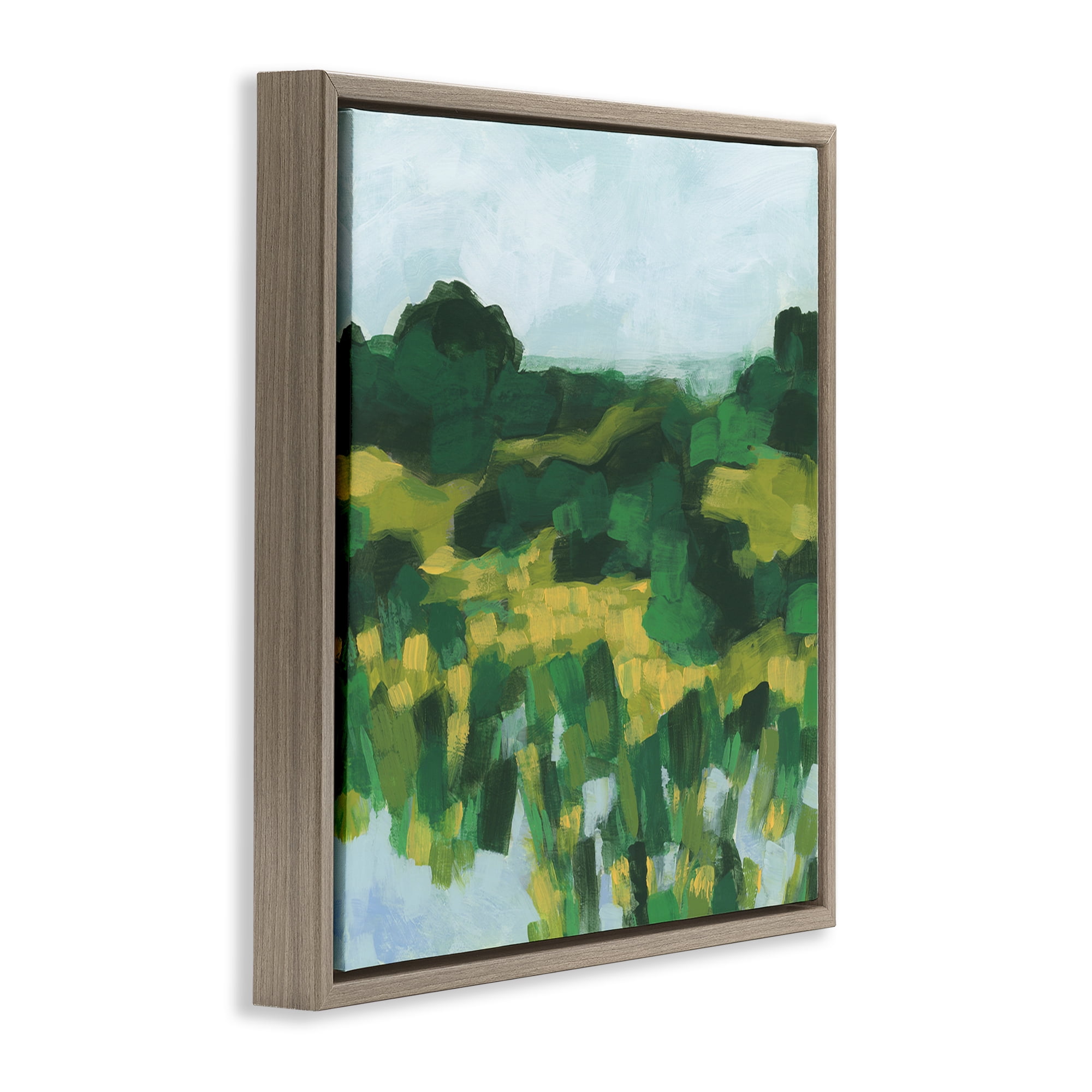Stupell Industries Abstract Lush Greenery Landscape & Nature Painting Brown Floater Framed Canvas Art Print Wall Art, 18 x 18