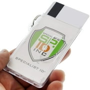 Heavy Duty Fuel Card/ID Badge Holders with Keyring - Holds Two Cards - Clear Rigid Plastic ID Holder Keychain - Attach Keys & Protect License and a Credit Card by Specialist ID