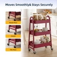 thumbnail image 6 of Gianna Utility Cart, Metal, 3‑Tier, Lockable Caster Wheels , 360° Rolling, Red, 6 of 6