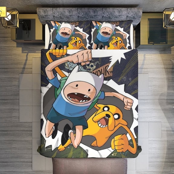 Adventure Time 3-Piece Bedding Comforter Set Bed Cover Set Soft Warm Bedding for Bedroom, Home, Hotel 86"x70"