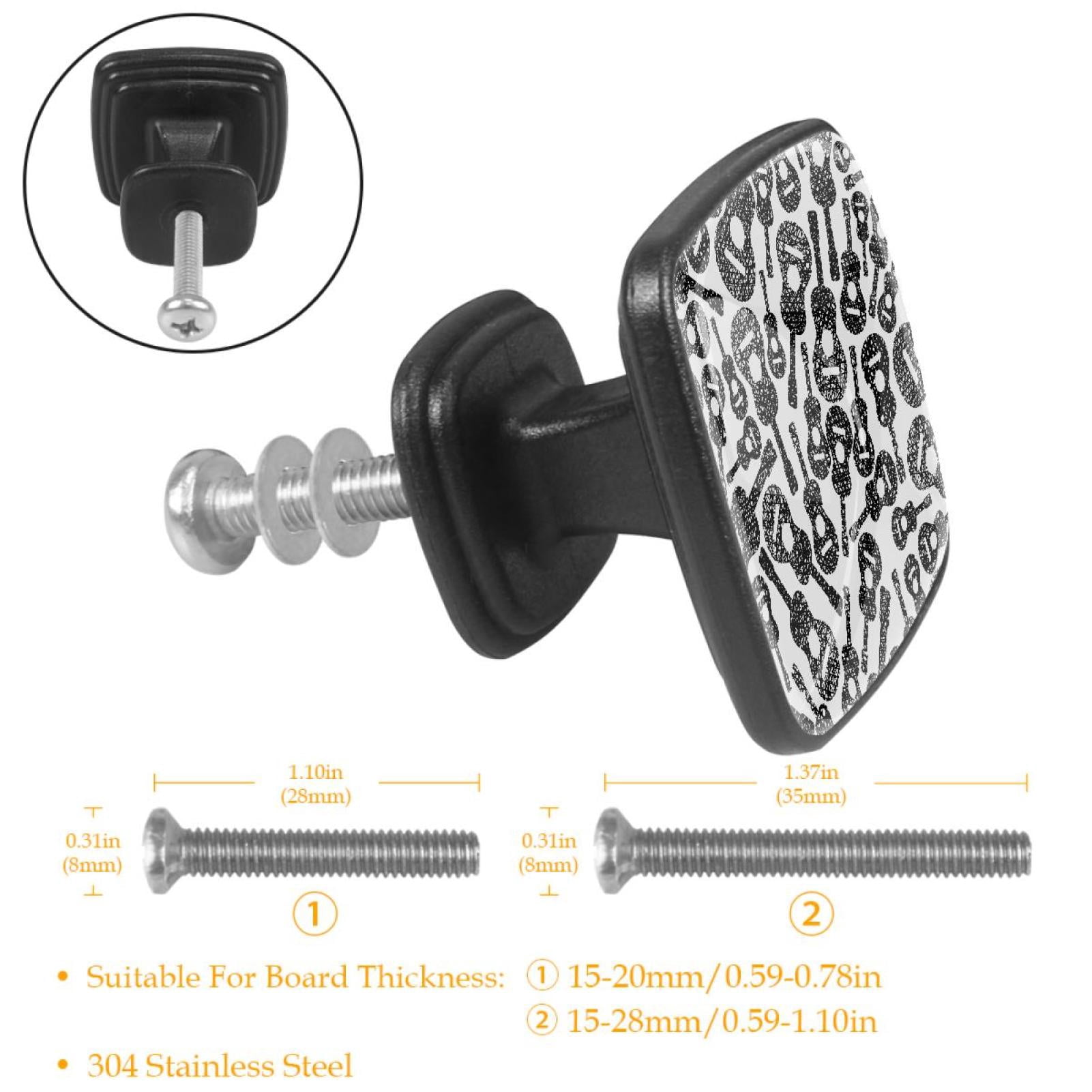 4 Pcs Cabinet Handle Drawer Pulls Acoustic Guitars Music Knobs with Screws Square Furniture Office Cabinet Knob Decoration
