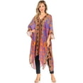 thumbnail image 5 of Sakkas Alvita Women's V Neck Beach Dress Top Caftan Cover up with Rhinestones - TRM94-Multi - One Size Regular, 5 of 5