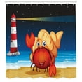 thumbnail image 3 of Ambesonne Crabs Shower Curtain, Marine Life Lighthouse, 69"Wx75"L, Multicolor, 3 of 3