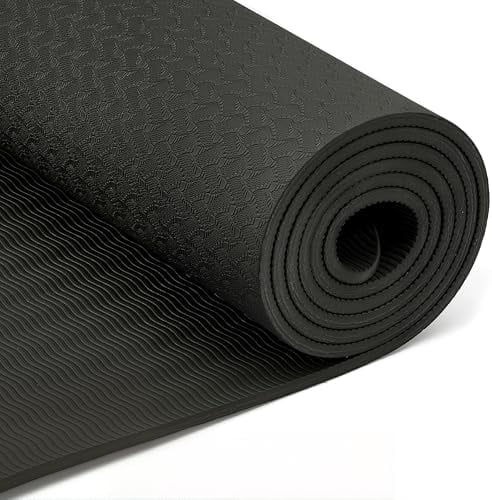 1/4 Inch Thick TPE Exercise Yoga Mat with Carrying Strap