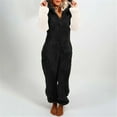 thumbnail image 2 of sususu Onesie Women Pajamas Jumpsuit Warm Sherpa Romper Sleepwear One Piece Zipper Hooded Playsuit Loungewear,Black,S, 2 of 6