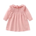thumbnail image 2 of SUXIAN Toddler Girl Sweater Solid Knit Long Sleeve Thick Dress for Babies Kids Spring Winter Fashion Pink 3-4 Years, 2 of 7