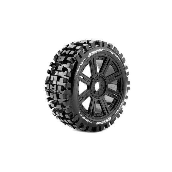 Louise RC LOULT324SB 17 mm 1-8 Scale Hex Mounted on B-Ulldoze Off-Road Buggy Tires