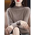 thumbnail image 1 of Suéter de cuello alto medio para mujer, suéter de cachemira suelto de punto de otoño e invierno de pura lana, 1 of 6