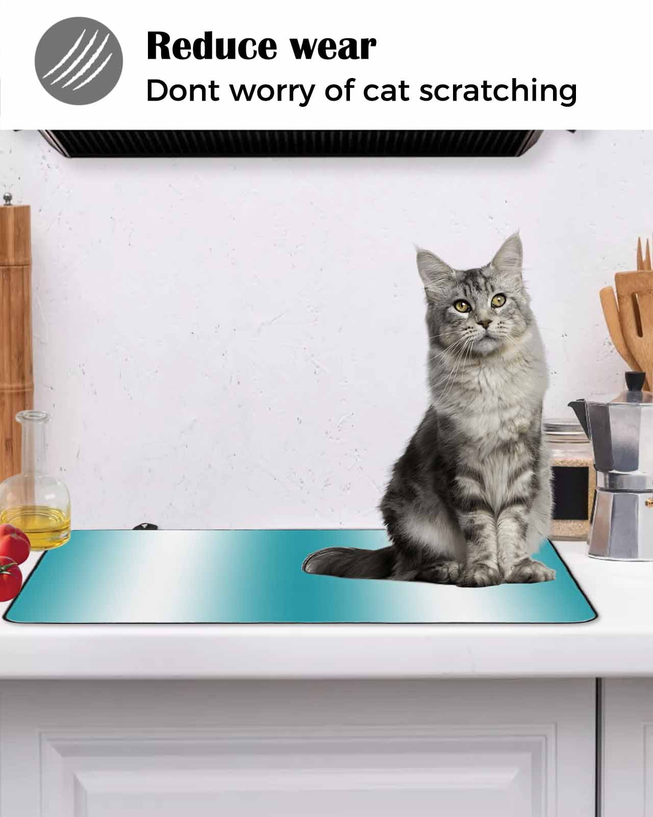nqOlkjepod Large Induction Cooktop Protector Mat 36"x21", Turquoise White Ombre Stove Top Covers for Electric Stove, Farmhouse Minimalist Gradient Art Stove Burner Cover Mats, Glass Top Stove Cover