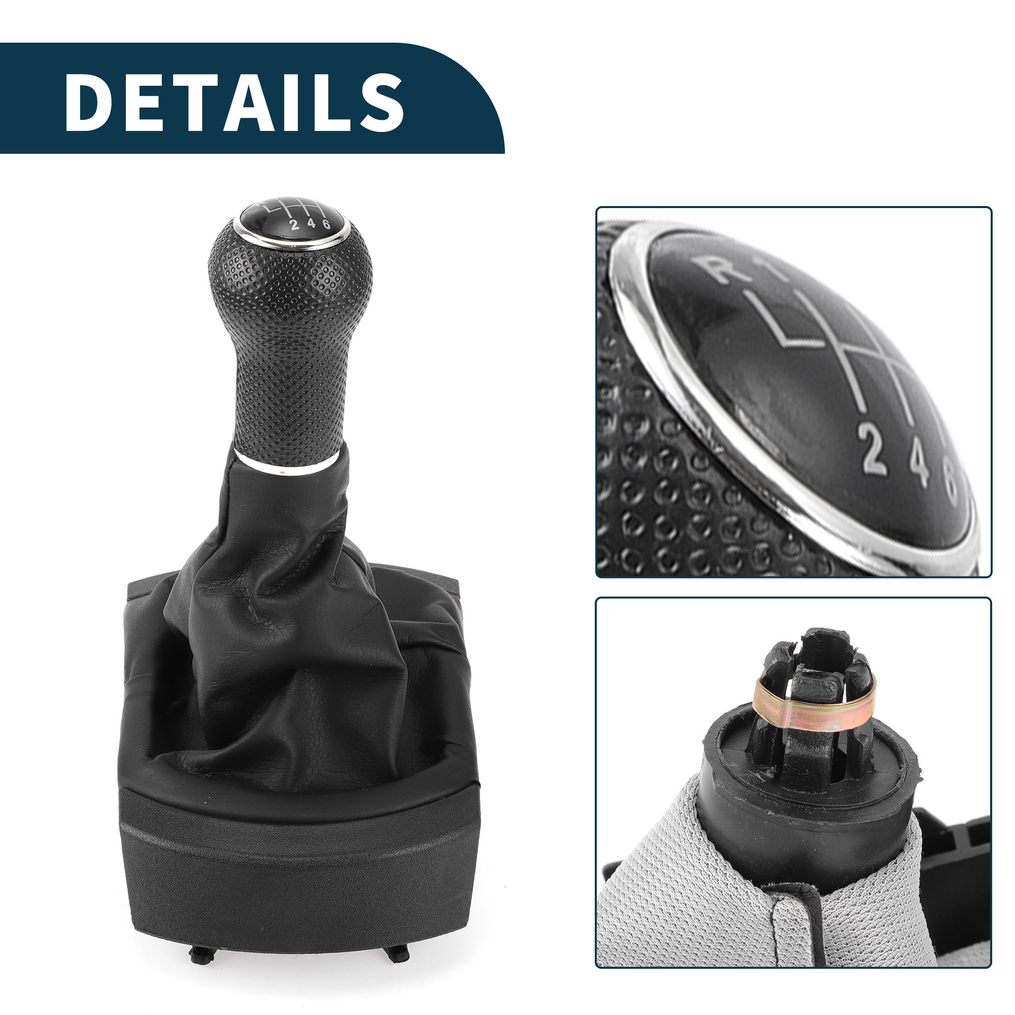 Unique Bargains Gear Shift Knob with Cover 6 Speed Manual Stick Shifter Knob for SEAT Ibiza 02-08 Plastic Faux Leather