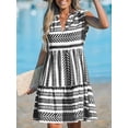 thumbnail image 6 of Cupshe Women's V Neck Beach Dress Ruffle A Line Geometric Pattern Striped Mini Summer Dresses, Size XS-XL, 6 of 6