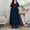 Blue, variant on Women's Plus Size Elegant Evening Wedding Guest Long Chiffon Dress with Drop Waist Solid Color Dresses