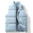 thumbnail image 5 of Mwjwdo Men's Thick Warm Vest Loose Fit Cotton Padded Sleeveless Jacket Solid Color Casual Winter Waistcoat Light Blue XXXXXL, 5 of 9