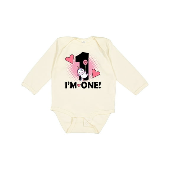 Inktastic First Birthday 1 Year Old Girl Unicorn Girls Long Sleeve Baby Bodysuit