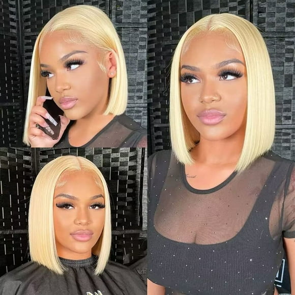 MIMORE 13x4 Blonde Bob Lace Front Wigs Human Hair Pre Plucked with Baby Hair 180% Density 613 HD Transparent Lace Frontal Bob Wigs Human Hair for Black Women Honey Bl