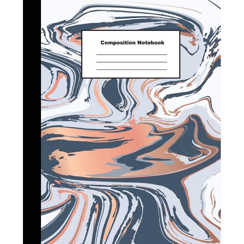 Composition Notebook Wide Ruled Liquid Marble Texture Design for