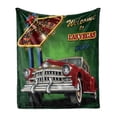 thumbnail image 1 of Las Vegas Soft Flannel Fleece Blanket, Welcome Sign to Nevada with Retro Car and Roulette Table on Palm Tree Silhouettes, Cozy Plush for Indoor and Outdoor Use, 70" x 90", Multicolor, by Ambesonne, 1 of 6