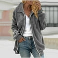 thumbnail image 2 of hotojiny Oversized Fleece Jackets for Women Zip Up Collar Comfy Fuzzy Coat Long Sleeve Winter Warm Casual Outerwear, 2 of 5