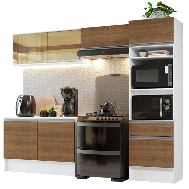 Cocina Integral Completa Madesa Diamante 260cm Diamante 02 - Blanco/Marrón