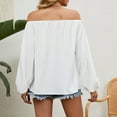 thumbnail image 4 of MIXUE Boho Tops For Women Summer Chiffon Solid Color Off Shoulder Long Sleeve Loose Fit Casual T Shirts Daily-Wear,White,S, 4 of 6