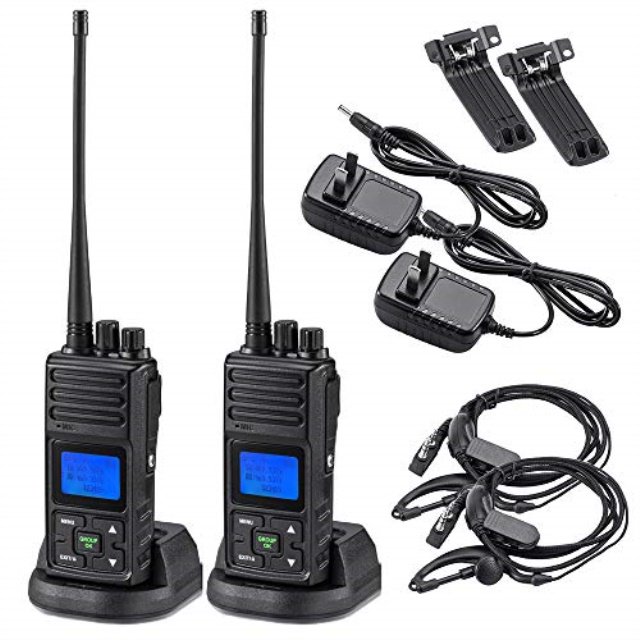 2 way radio 5 watt long range, 20 channels programmable walkie