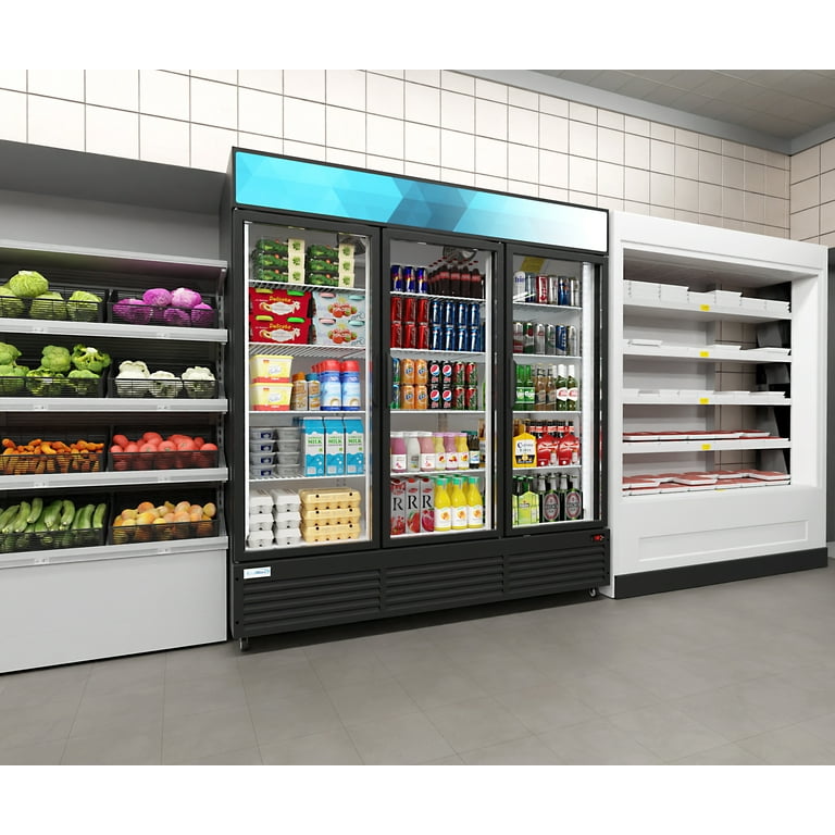 KoolMore 71in Commercial Fridge, Three-Door Merchandiser