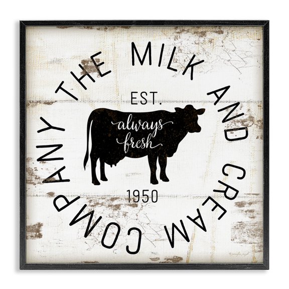 Stupell Industries Rustic Lodge Milk and Cream Company Vintage Sign Black Framed Giclee Art, 12 x 12, by Jennifer Pugh