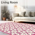 thumbnail image 2 of ODIKA 4'x6' Machine Washable Non-Slip Area Rug, Trellis Lattice Medallion With Ornate Filigree Motifs High Traffic Rug with Pad, Pink, 710635, 2 of 8