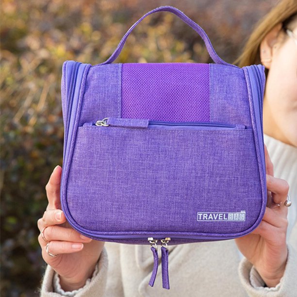Bolsa de aseo con muchos bolsillos, bolsa de portátil para champú, Púrpura Colcomx Neceser