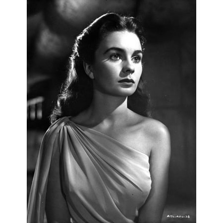- Jean Simmons Portrait in White One Shoulder Draped Silk Dress Photo Print