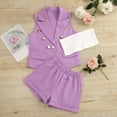 thumbnail image 2 of Generic Toddler Summer Girls Gentle Quiet Sleeveless Solid Colour Coat Vest Shorts Three Piece Outfits for Girl Size 5, 2 of 7