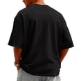 thumbnail image 5 of Men's Knit Round Neck Short Sleeve T-Shirt, Fashion Casual Pullover for Daily and Weekend Wear, Soft Stretchy Fabric Black 3XL, 5 of 5