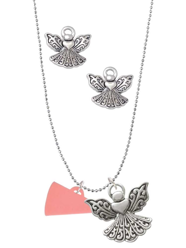 Delight Jewelry Acrylic 3/4" Pink Megaphone Silver tone Guardian Angel