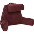 thumbnail image 3 of Husband Pillow, Aspen Edition - Reading and Bed Rest Pillow with Arms -Neck Roll on Bungee Cord or Removable - Premium Memory Foam -Reversible Two-Sided Cover Microsuede or Microfiber, Arizona Maroon, 3 of 13