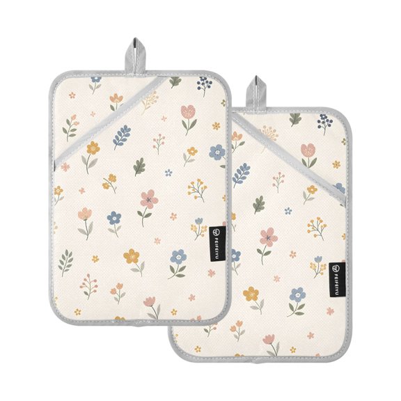 Two Pieces Of Square Heat Insulation Pad Oven Mitts Floral Small Flowers 7x9.8 Inch Oven Microwave Kitchen Cooking Baking
