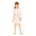 thumbnail image 3 of LittleSpring Girls Two Piece 3T Button Front Long Sleeve Tweed Jacket and Skirt Set Pink, 3 of 7