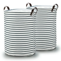 Caroeas 2 Packs 18.0-Inches THICKEN Laundry Basket, Waterproof Large Laundry Basket Drawstring Closure, Collapsible Laundry Basket Easy Storage, Laundry Hamper Soft Leather Handles, Clothes Hamper